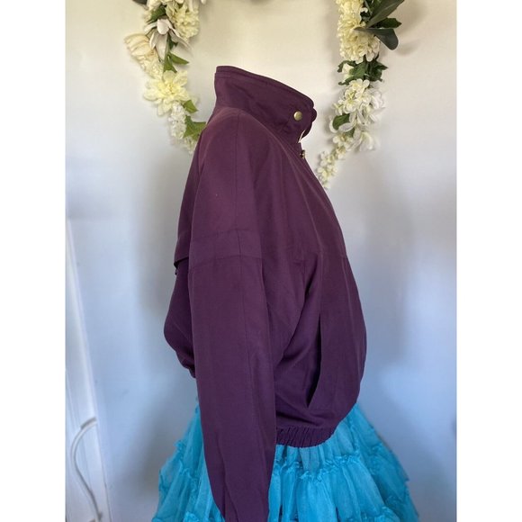 Gallery Sport Windbreaker Jacket Vintage 80s Purple Gold Hardware Size M Pockets - Picture 12 of 16